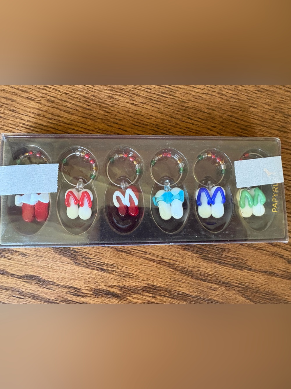 NWT PAPYRUS Flip-Flop Wine Glass Charms Multicolor (Set of 6) RETIRED